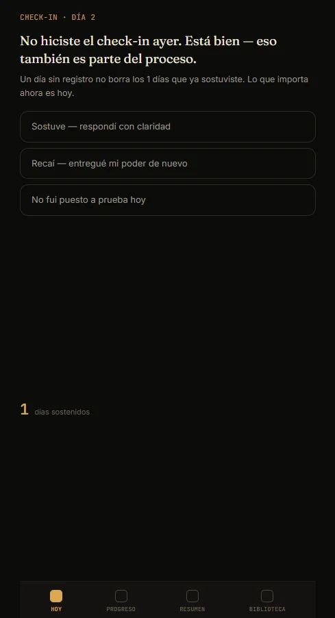 Check-in diario en la app